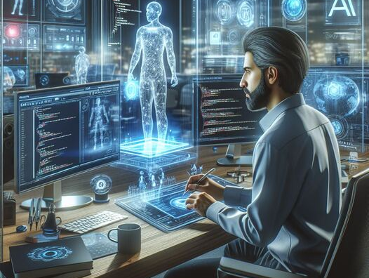 Der Software-Entwickler der Zukunft, so wie ihn sich KI vorstellt. | © Oliver Schlösser, generiert mit Microsoft Designer